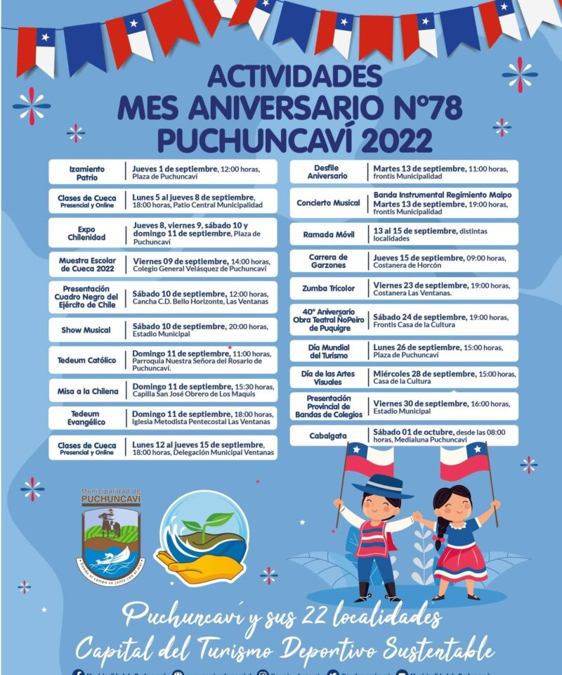 Extensa parrilla de actividades para EL mes de septiembre Puchuncaví 2022